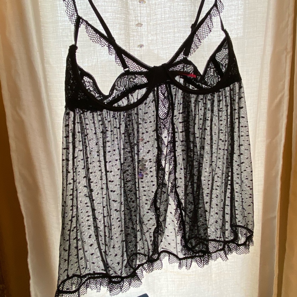 Seven ‘til Midnight Black Lace Peek-a-Boo Teddy Babydoll (only tried on)